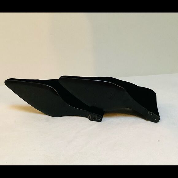 PRADA HIGH HEELS VELVET WEDGE BLACK SIZE 8 VINTAGE RARE - Picture 5 of 7